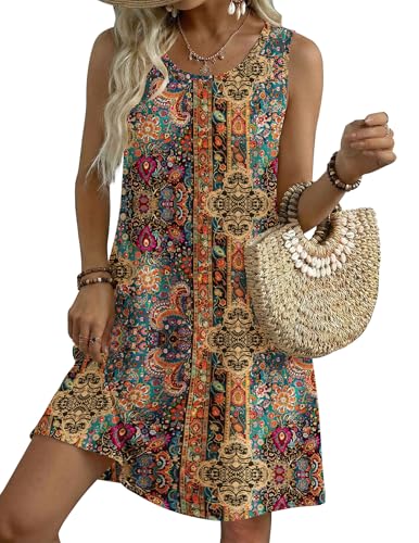 Image of Zeagoo Womens Summer Dress 2026 Sleeveless Casual A-Line Tshirt Sundresses