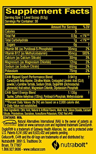 C4 Ripped Sport Pre Workout Powder Fruit Punch | NSF Certified for Sport + Sugar Free Preworkout Energy Supplement for Men