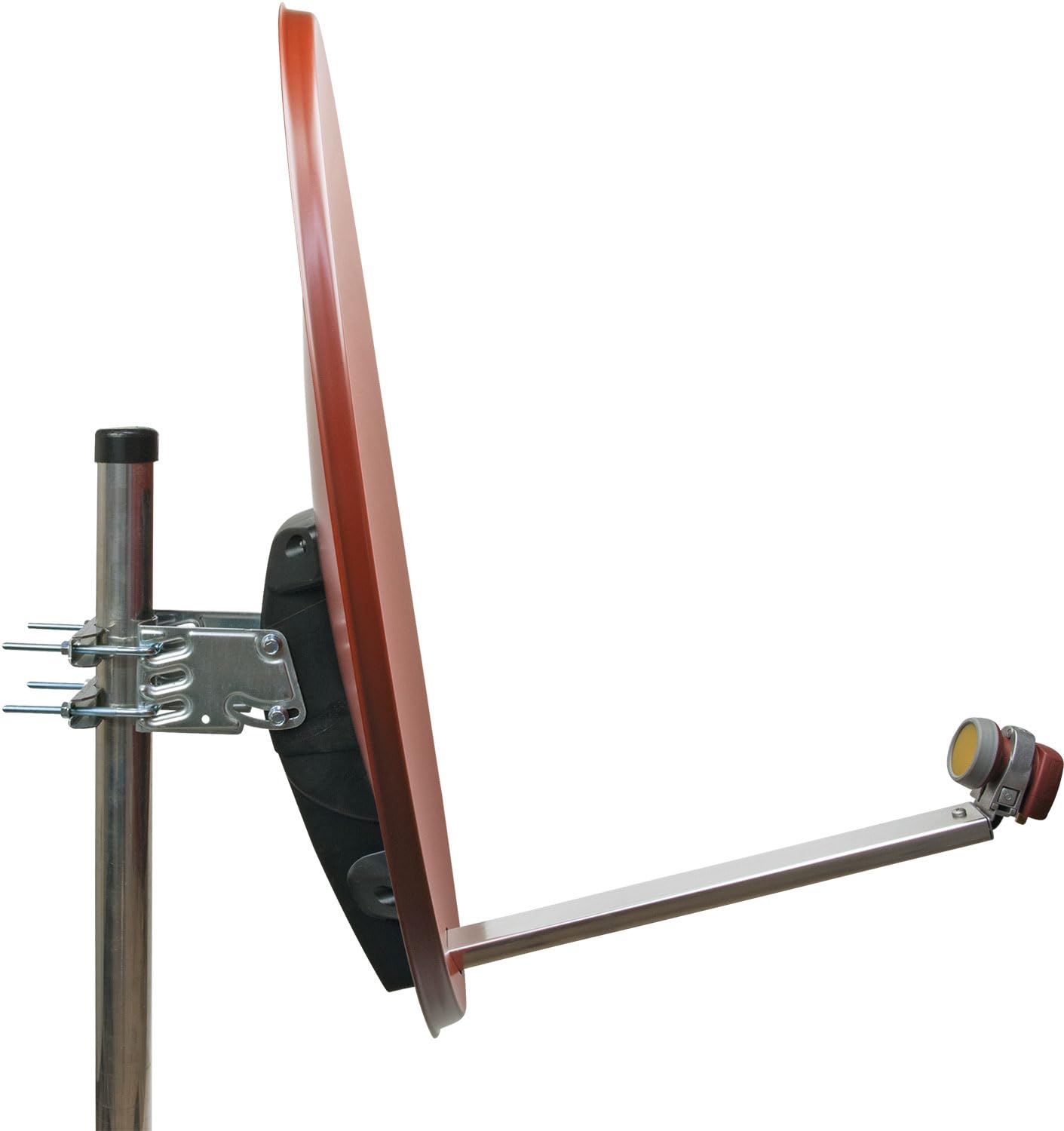 SCHWAIGER 555 Sistema SAT Set satellitare Parabola Quad LNB digitale 8x F-plug 7mm Antenna SAT in alluminio Set completo Mattone rosso 74,5 x 84,5 cm