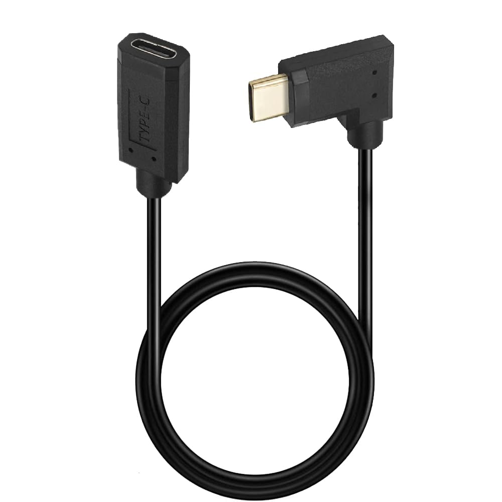 USB-C-Stecker auf USB-C-Verlängerungskabel, 90-Grad-Winkel, links und rechts, USB-Typ-C-Stecker auf Buchse, Lade- und Datenübertragungskabel, 3 A & 10 Gbit/s (links & rechts – 60 cm)