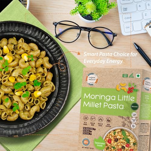 Image of Organic Wisdom Healthy Pasta Combo (Pack of 2) - Beetroot Ragi & Moringa Little Millet Pasta (180g Each) | No Maida, No MSG, No Refined Oil | Macaroni