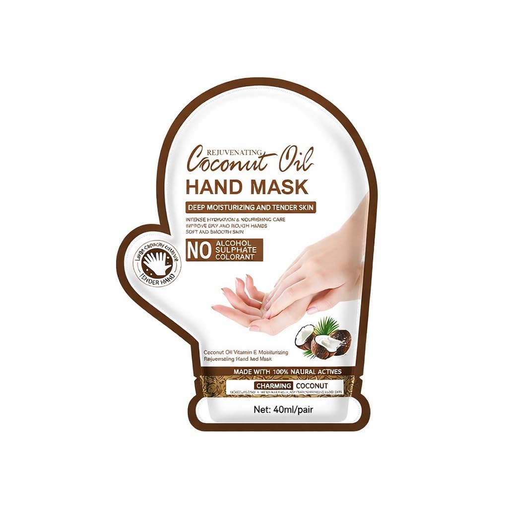 Coconut Oil Hand Mask for Deep Moisturising, 40ml/pair | Vitamin E Enriched, No Alcohol & Sulphate, 100% Natural Actives, Dry & Rough Hands, Soft & Smooth Skin-image-8