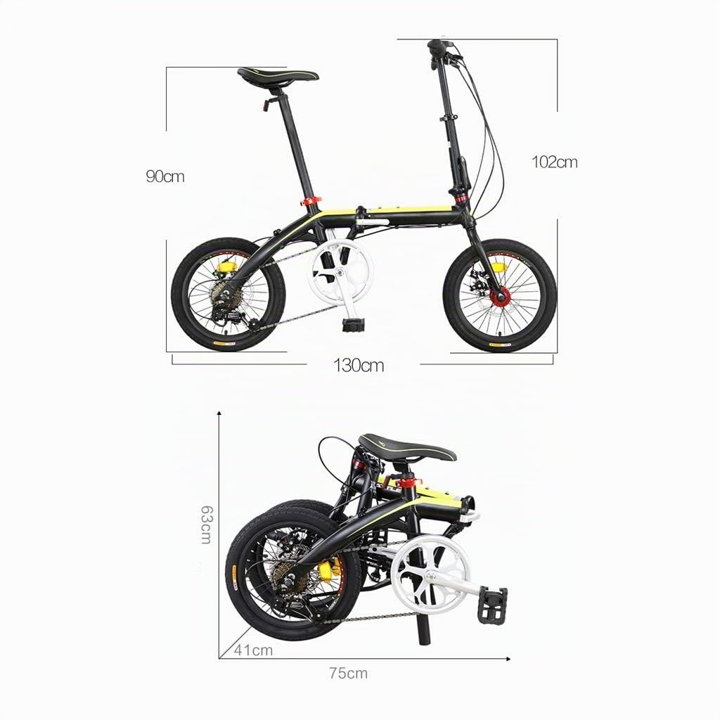 TYXTYX 16 Zoll Alu Klapp Fahrrad Faltrad Folding Bike 7 Gang,leichtes Mini- Klapprad,Klappfahrrad,Quick-Fold-System mit Doppelscheibenbremse, Outdoor-Radfahren Sport & Freizeit
