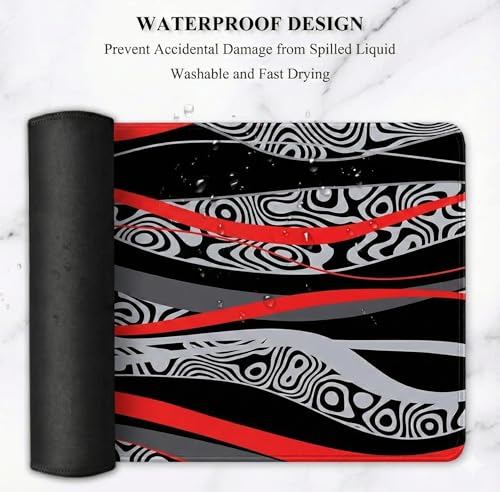 Image of Saco XXL Gaming Mouse Pad for PC - Large Desk Mat 900x400x3mm, Extended Non-Slip Rubber Base, Waterproof Surface, Flow Design, Big Keyboard Mouse Pad for Office & Home Setups