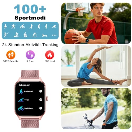LODIMEKE Smartwatch Blutdruckmessung,1.85“ Fitnessuhr Herren Damen – Ansicht 4