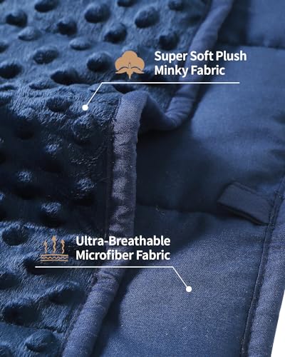 Image of Mr. Sandman Weighted Blanket for Adults, Minky Heavy Blanket for Woman,Man Sleeping /Calm, Soft and Cozy Weighted Throw Blankets, Machine Washable, 80 x 87in, 15 lbs, Navy Blue