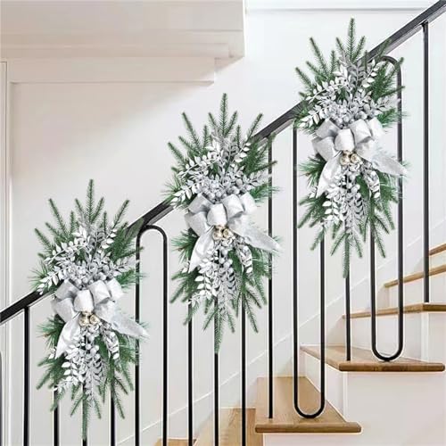 Nœud d'escalier de Noël grand format rigide et réutilisable pour rampe