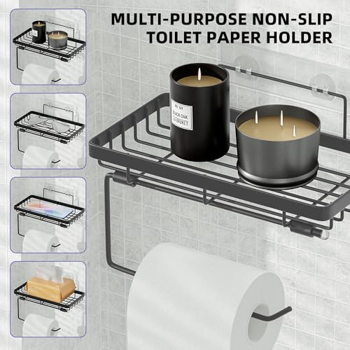 Veluckin Shower Caddy 6 Pack,Toilet Paper Holder,Soap Holder,Toothbrush Holder,No Drilling,13 in Large Capacity,Adhesive Shower Organizer for Bathroom Storage&Kitchen(Dark Gray) - Image 2