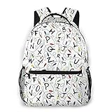 Men's Backpack Multipurpose Colorful Letter White Pattern Laptop Backpack Stylish Daypack Durable Book Bags for Sports, Outdoors, Running, Travel, Hiking