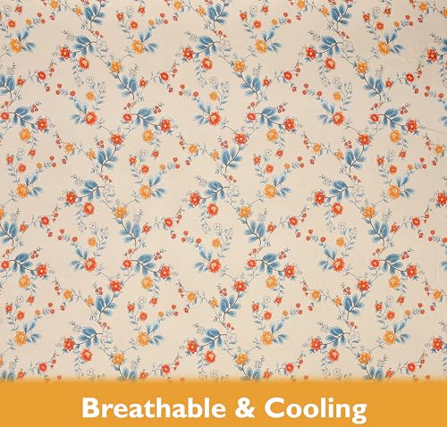 Image of Fresh From Loom Anti Fade Floral Print 240 TC Microfiber King Size Bedsheet Set with 2 Pillow Covers - Soft Fabric (90 x 95 inch| Beige, Floral Design)