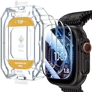 EGV 3 Stück Schutzfolie für Apple Watch Ultra 3/Ultra 2/Ultra 49 mm Panzer Schutz Glas, 9H Displayschutz Folie mit Auto-Ausrichtungskit kratzfest Wasserdicht Blasenfrei Schutzglas, Hochauflösend