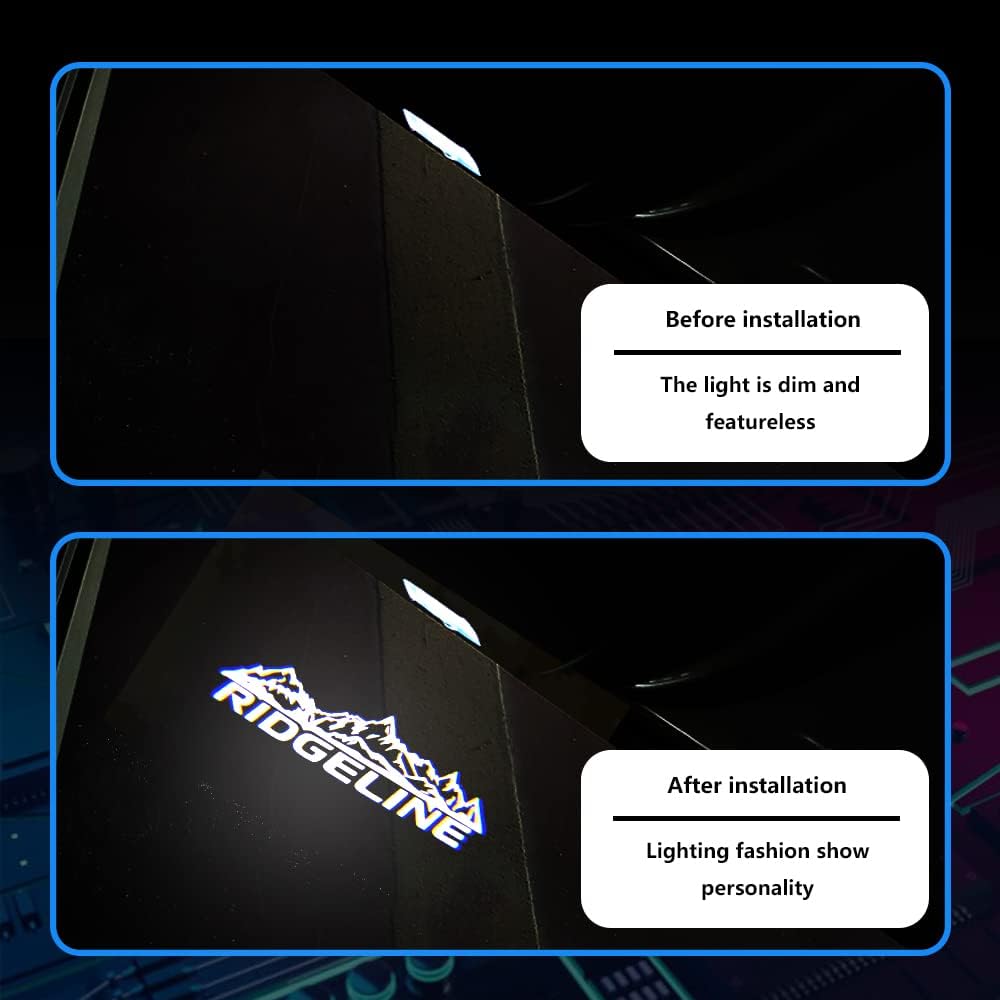 2Pcs Car Door LED Logo Projector Welcome Lamp Door Light Ridgeline Puddle Lights Kit Compatible with 2017-2021 Ridgeline Accessories (Ridgeline 01)