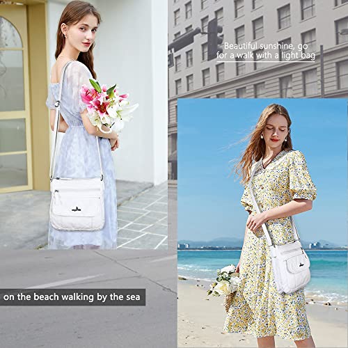 Image of Angelkiss Small Womens Crossbody Bag Leather Shoulder Purse for Women Hobo Bag with Adjustable Shoulder Strap
