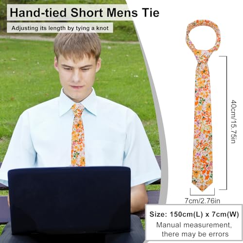 Image of Luckyvestir Mens Ties, Sage /Dusty Blue /Pink Floral Ties for Men, 2.76 inch Cotton Flower Necktie for Wedding /Groomsmen /Party