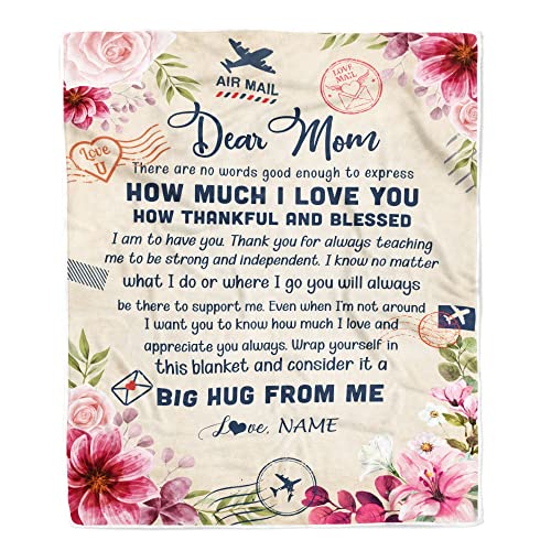 CenturyTee Personalized Dear Mom Blanket from Daughter Son Child There are No Words Good Enough to Express Flower Mom Mother's Day Birthday Christmas Fleece Blanket (50 x 60 in Youth Size)