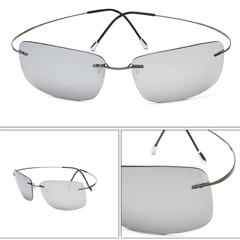 Gafas de sol polarizadas cuadradas sin montura para hombre, ideales para conducir. Gafas de sol ultraligeras de titanio puro.
