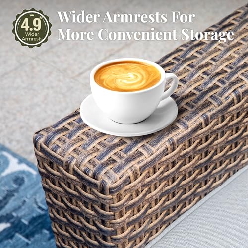 Image of MIXPATIO Patio Furniture Set, 5 Pieces Outdoor Furniture Sets, Wicker Rattan Conversation Sets with 2 Swivel Chairs and 2 Ottomans, High Back Conversation Set for Garden, Backyard, Pool, Grey