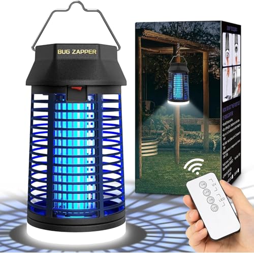 WUEAOA Lámpara antimosquitos con iluminación LED, Versión Mando a Distancia, 4200V 15W UV Mata Mosquitos electrico, No tóxico e Inodoro, Atrapa eficazmente Mosquitos, Moscas y Polilla