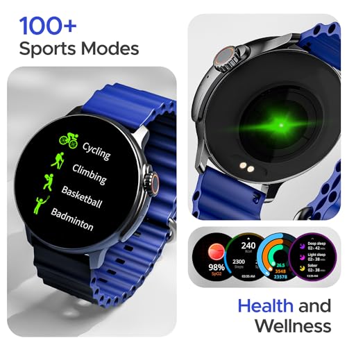 Image of boAt Lunar Tigon Smart Watch w / 1.45 inch (3.6 cm) AMOLED Display, Advanced BT Calling, Always on Display, Functional Crown, Premium Design & Ocean Ridge Strap,IP67,HR & SpO2 Monitoring(Deep Blue)