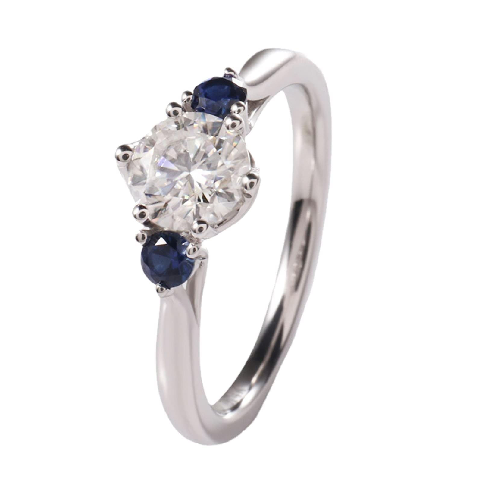 AMDXD Echtschmuck 9K/14K/18K Weißgold Eheringe, Klassiker Antragsring mit Moissanit Weiß Blau, Partnerringe Weiß Gold Au 375/585/750, Gr.47-62