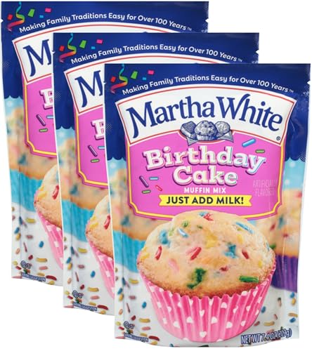 Martha White Birthday Cake Muffin Mix, 7.4 oz (Pack of 3)