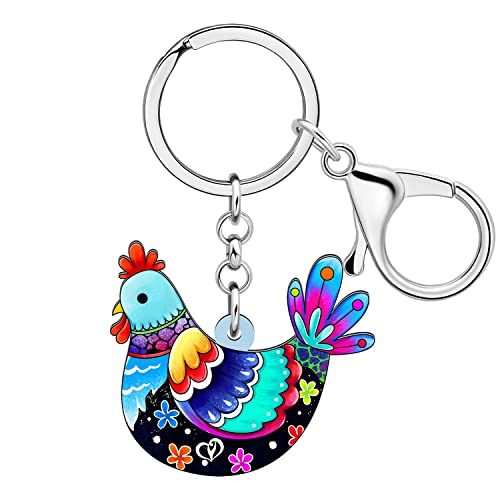 RAIDIN Acrilico carino pollo gallina gallo portachiavi per donne ragazze regali per auto borsa borse chiavi animali amanti accessori (Gallina C)