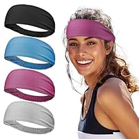 Stirnband Damen – 4er Set Kühlende Schweißbänder, Feuchtigkeitstransportierend & rutschfest, Perfekt für Yoga, Laufen, Fitness und Outdoor-Sport