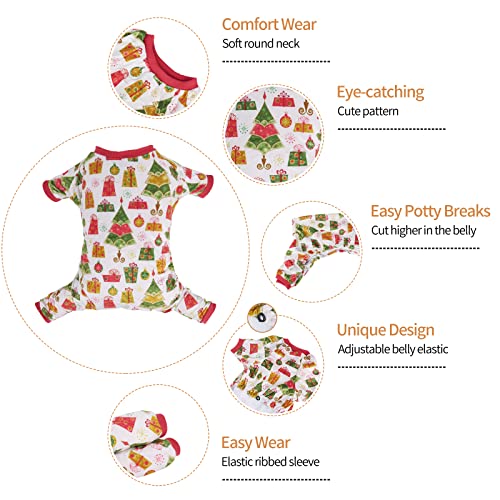 Image of CuteBone Small Dogs Christmas Outfit Soft Puppy Onesies Pjs Dog Pajamas Pet Coat Cat Apparel Comfy Doggie Jumpsuit Bodysuit for All Seasons