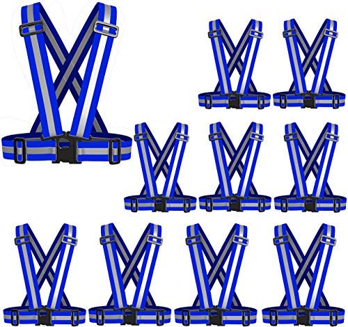 Reflective Running Vest Gear Elastic Safety Vest Strap for Walking Riding Jogging ，10 Packs