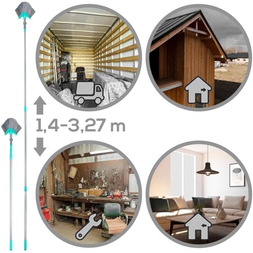 Vilde Teleskop-Staubbürste Teleskopbesen Eckbesen Spinnenfeger Spinnwebenreinigung dreieckig 140-327 cm