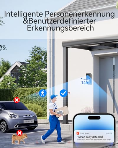 TMEZON WLAN IP Video Türsprechanlage 2-familienhaus,1080P Türsprechanlage mit Kamera,7’’IP Touchscreen,Gegensprechanlage mit Türöffner,APP/Swipe Card Unlock,Bewegungserkennung des Menschen