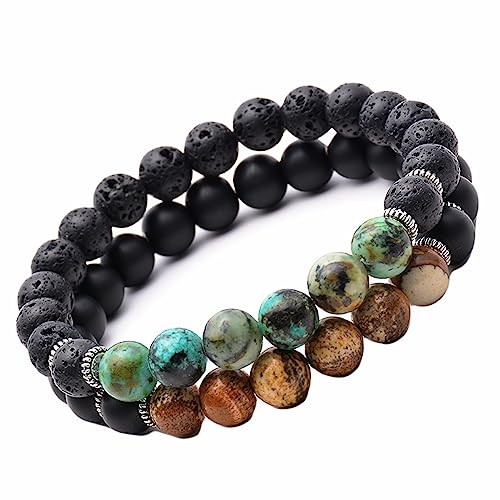 Bracelets en pierre de lave bracelet élastique 8 mm pour couple