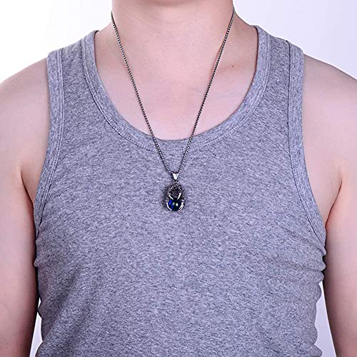 Punk Rock Stainless Steel Dragon Claw Pendant Crystal Ball Necklace,24inches Rolo Chain2