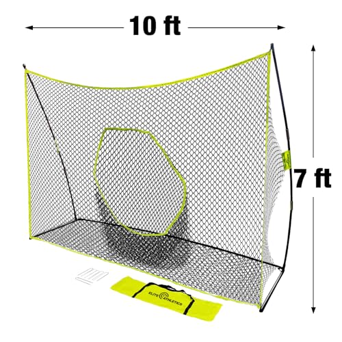 Elite Athletics Square Golf Net, 10 x 7 ft Practice and Chipping Net With Target Pocket and Carry Bag for Backyard, Garage, and Indoors