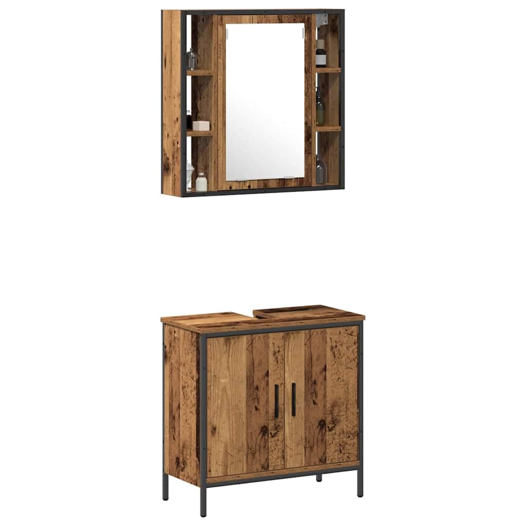 vidaXL Ensemble de mobilier de Salle de Bain avec étagère 2 pcs Marron, Ensemble de Rangement Moderne pour Salle de Bain, Meubles muraux, Solutions Gain de Place, organiseurs contemporains