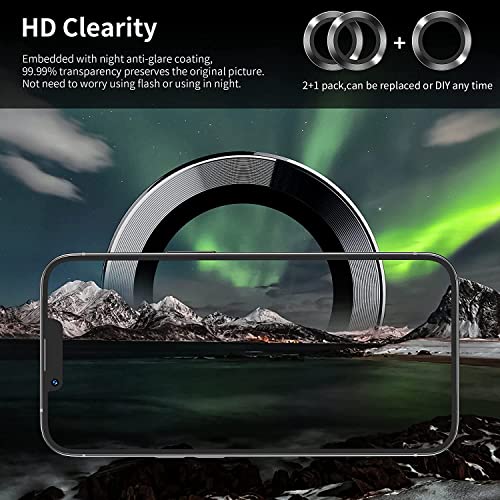 Image of V Mobite inchCamera Lens Protection Ring Compatible with iPhone 13 / iPhone 13 Mini, Aluminum Alloy Metal Camera Lens Protector, Scratch Resistant Lens Guard Cover with Anti-Fingerprint Coating, Case Friendly Easy Installation inch Black