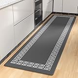 Iycnkok Küchenmatte Wasserdicht 60x180cm Küchenteppich: PVC Teppichläufer Küche waschbar rutschfest Küchenläufer Pflegeleicht mit Ölfest, Grau