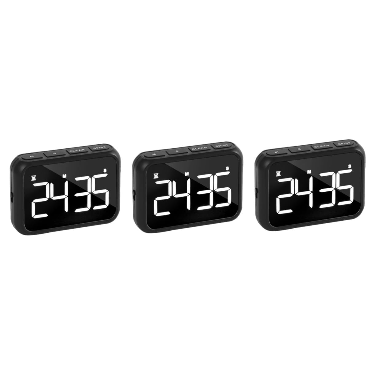 Mipcase 3 Pezzi Sveglia Timer Orologi Allarme Cucina Temporizzata Colorato Cucinando Conto Alla Rovescia Digitale Su Piccolo Elettronico Cronometro Dell'esame Black Abs