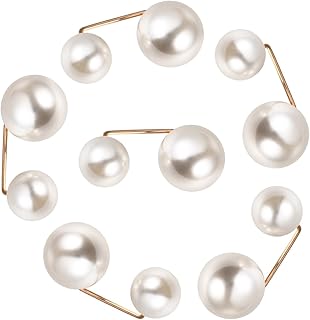 6pcs Pearl Safety Pins Brooch Set for Women, Dress Clip Clothes Sweater Shawl Shirt Collar Button White Waist Cinch Clothing Accessories Wedding Party Decoration