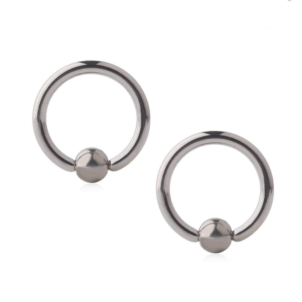 RuifanGrade 23 (G23) Titanium Captive Bead Rings PA Nose Belly Eyebrow Tragus Lip Ear Hoop Ring BCR 16G 8mm,10mm,12mm 2PCS