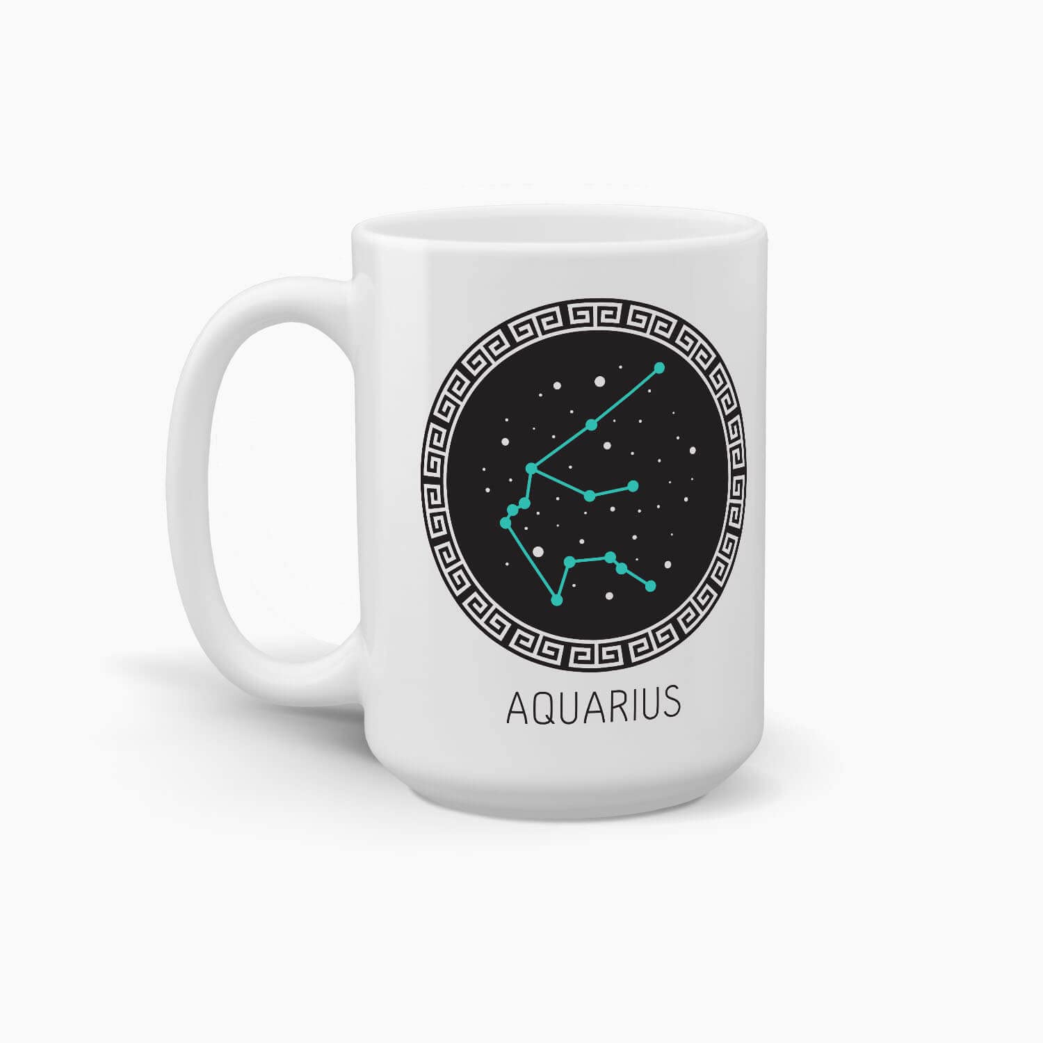 Astrology: Aquarius Coffee Mug; Zodiac Coffee Mug (15oz, Mint Blue)