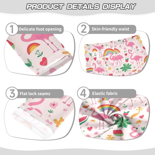 Pink Flamingos Girls' Leggings Toddler Doodles Rainbows Watermelon Hearts Kids Yoga Pants Dance Active Tights 4T3