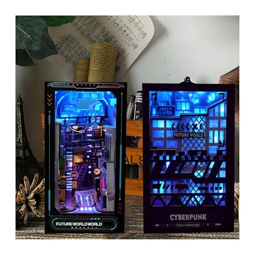 Ahilmrn Book Nook Cyberpunk Style Hand 3D Dimensional Book Stand Model Ornaments Unzip Blue Cool Miniature Book Nook Shelf Insert