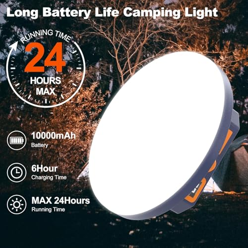 Image of 10000mAh 4000LM Camping Light 4 Light Modes Portable LED Camping Lantern Rechargeable Light 30W with Digital Power Display and Magnet , IPX5 Waterproof Tent Lights Power Failure Emergency Light