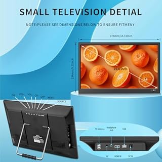 KCR TV Portatile 15,6 Pollici, DVB-T2 Digitale, Compatibilità AC/DC 12V, Ingressi HDMI/AV/USB, Telecomando