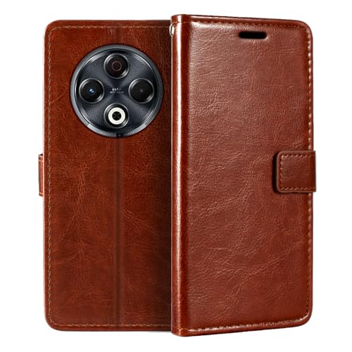 Shantime Funda de Cuero Compatible con Tecno Camon 30 Loewe 4G, Diseño Ejecutivo Magnética, 3 Ranuras, Marco para Foto y Cartera Oculta(Marrón)