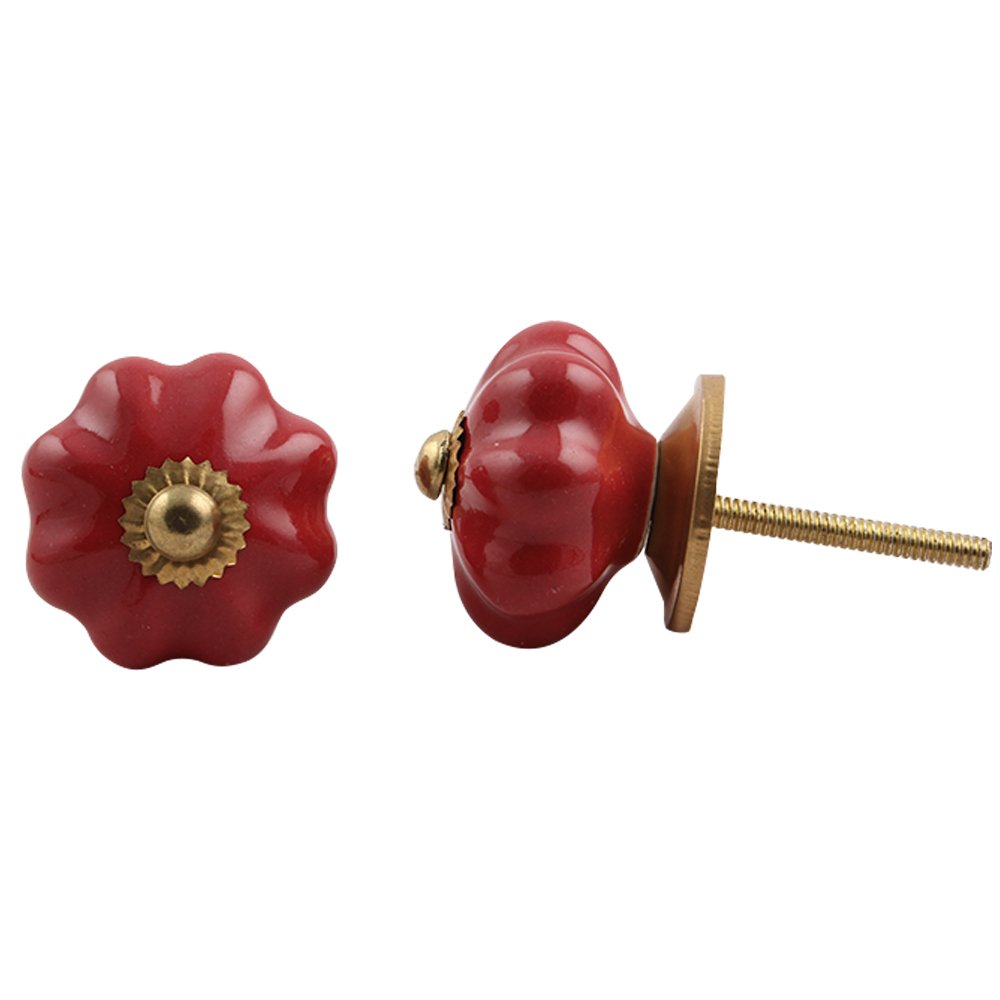 IndianShelf 2 Piece Red Pumpkin Solid Ceramic Luxury Drawer Knobs for Kitchen Cabinet Hardware Door Decorative Dresser Pulls Splendor (B01MZD1ZPR) Amazon Price History, Amazon Price Tracker
