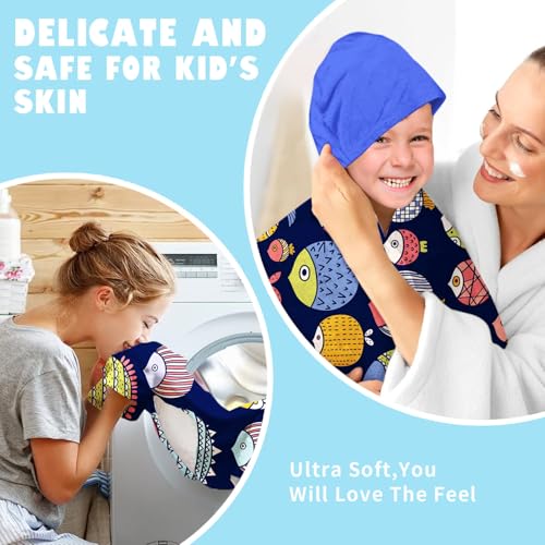 Image of Shark Boys Beach Towel with Hoodie for Kids Toddlers Age 4-8,Shark Blue Bath Towels Shower Wrap for Boys, Hooded Poncho Beach Blanket for Pool Swimming Cute Wearable Bath Towel for Child
