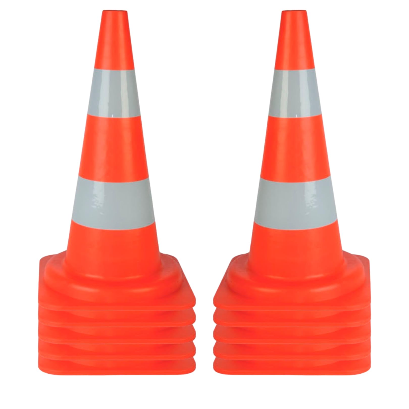10er Set Verkehrskegel Reflektierend Orange – Warnkegel HDPE 53 cm – Pylone für Straßen- und Parkplatzsicherung
