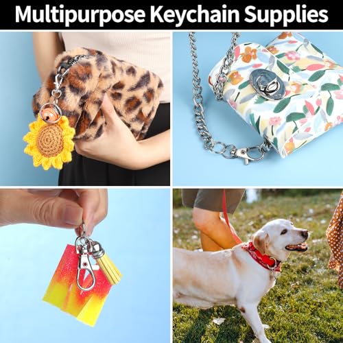 Image of LEOBRO 100PCS Lobster Claw Clasps and Key Rings, Keychain Making Kit - 50PCS Keychain Clips and 50PCS Key Chain Ring, for Key Chains, Crafts, Lanyard, Key, Jewelry Making